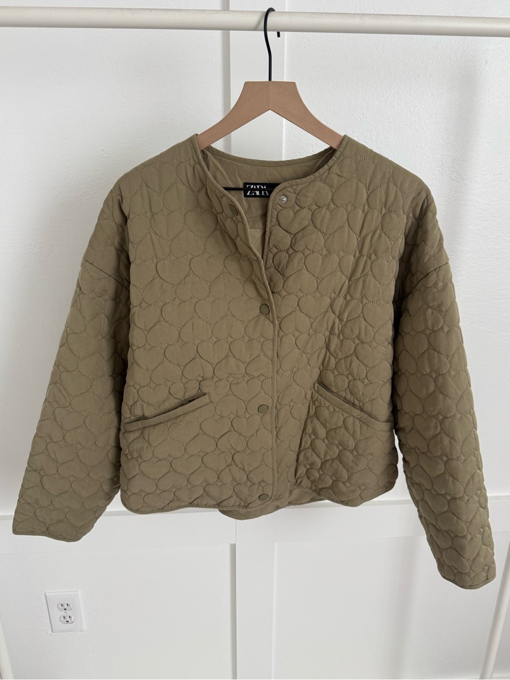 Zara Green Quilted Puffer Jacket